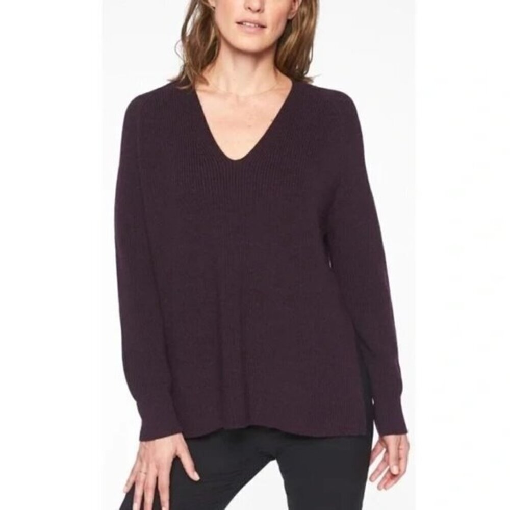 Athleta Switchback Pullover Sweater‎ Women's XS Auberge Heather Merino Ribbed